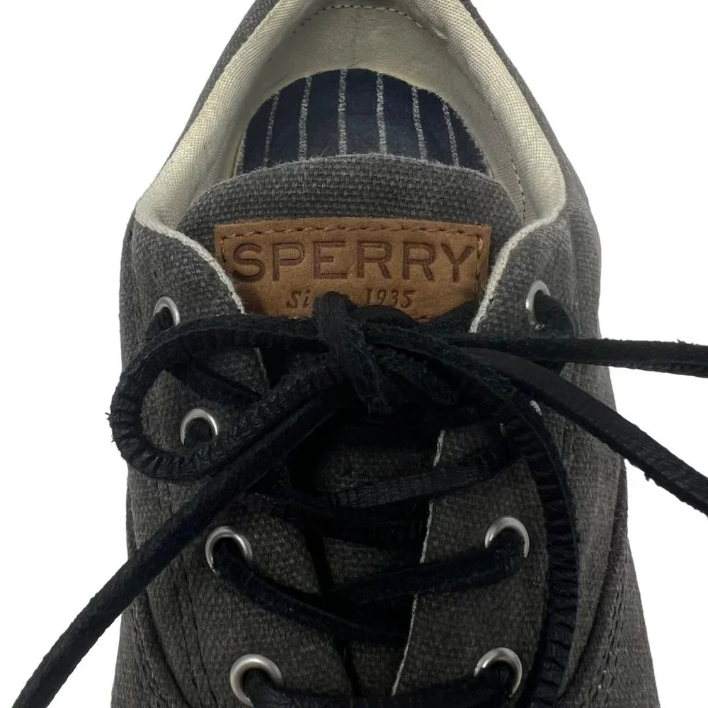 Sperry Striper 2 Gray Canvas Deck Boat Shoe Lace‎ Up STS16795 Size 8 US Preppy